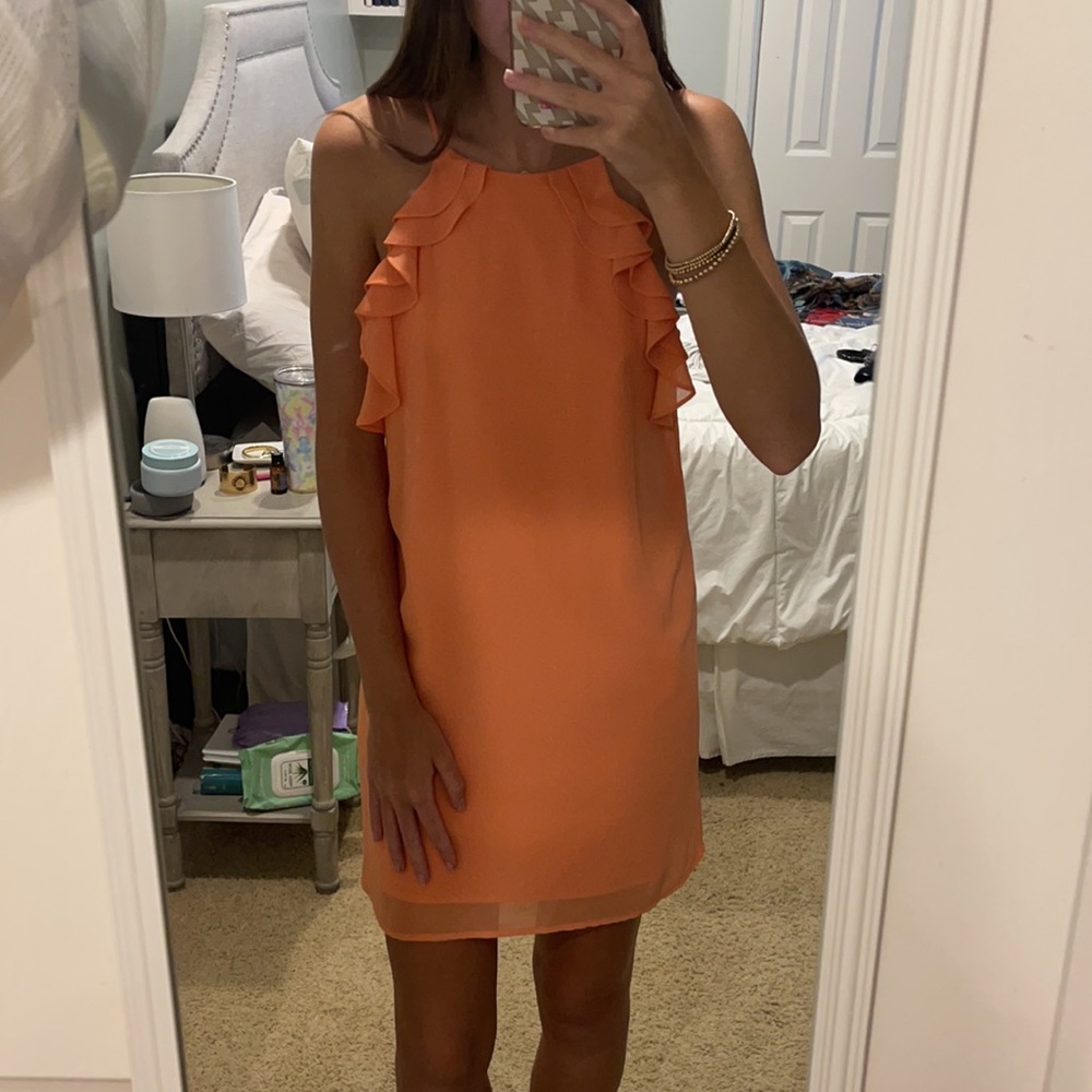 Orange shift dress